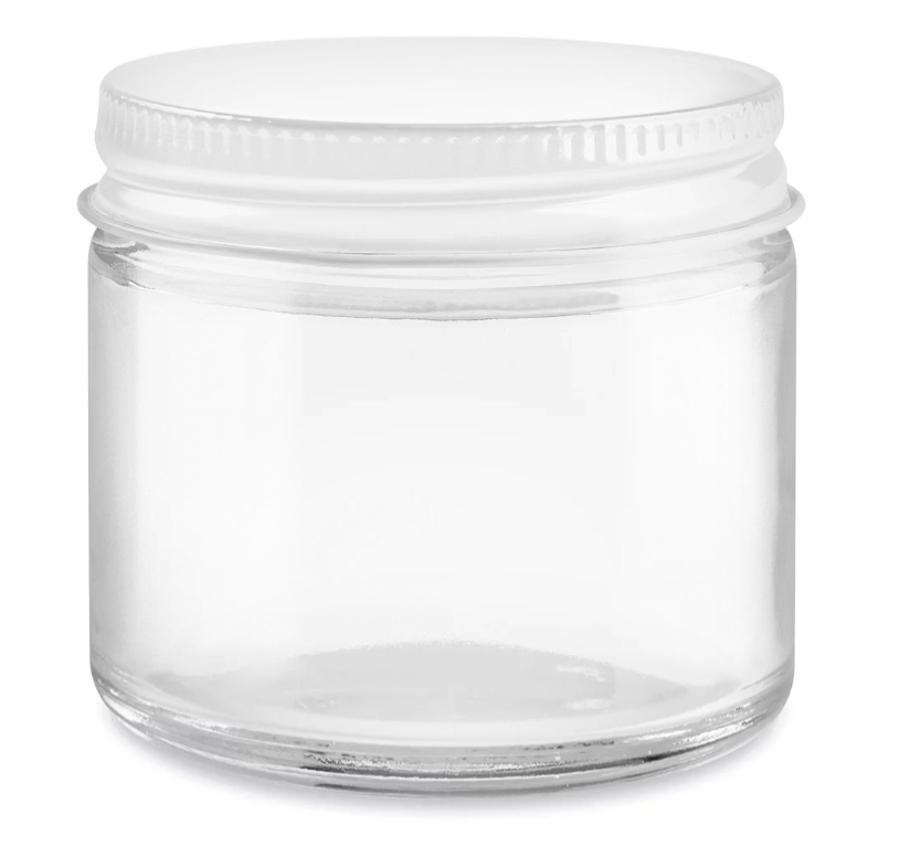 2 Oz Glass Jars With White Metal Lid (20 pcs)