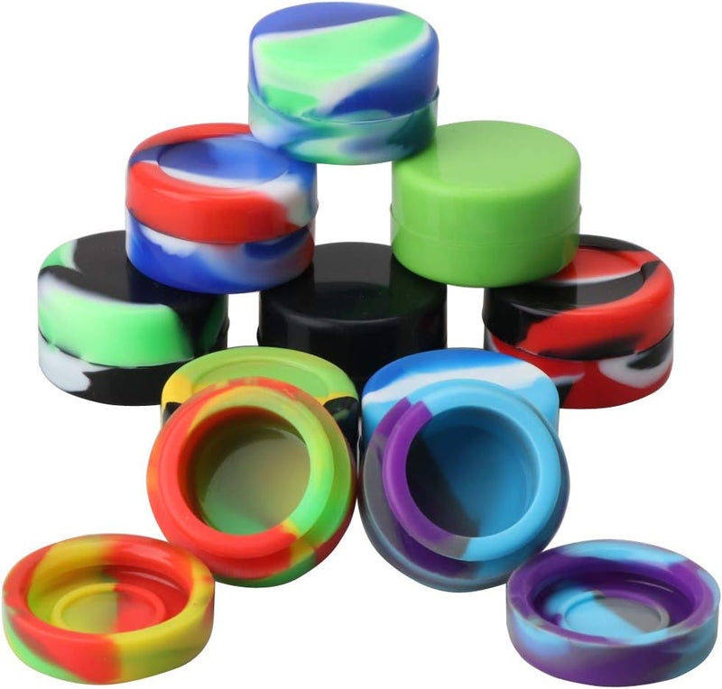 XIFEI Silicone Wax Containers 5ml Non Stick Wax Oil Multi Use Storage Jars,10Pcs Different Color