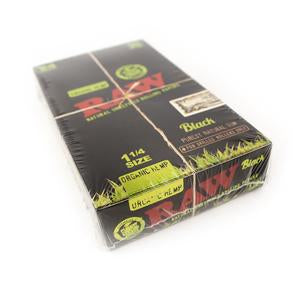 Raw Black Organic Hemp 1 1/4" Size Rolling Paper - 24 Packs/Display