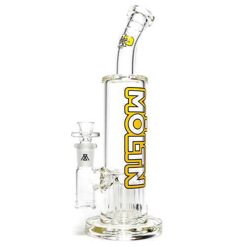 Moltn Glass - Fifty Bubbler - Tall - Tree Perc - Yellow Outline Label