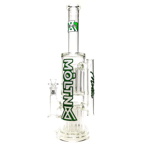 Moltn Glass - Eighty - Double Tree Perc - Green & White Shadow Label