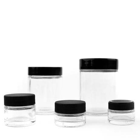 120mL (4oz.) Black Plastic Top Clear Glass Jar Container (Child