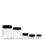 120mL (4oz.) Black Plastic Top Clear Glass Jar Container (Child Proof)