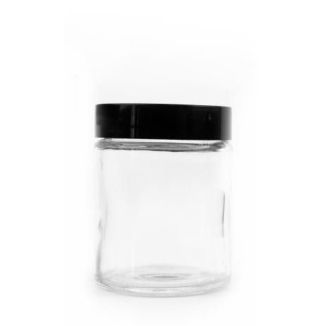 60mL (2oz.) Black Plastic Top Clear Glass Jar Container (Child Proof)