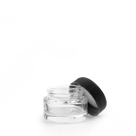 5mL Black Plastic Top Clear Glass Jar ( Child Proof)