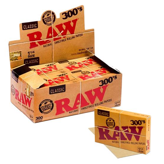 Raw Classic 300's 1 1/4" Rolling Paper - 20 Packs/Display