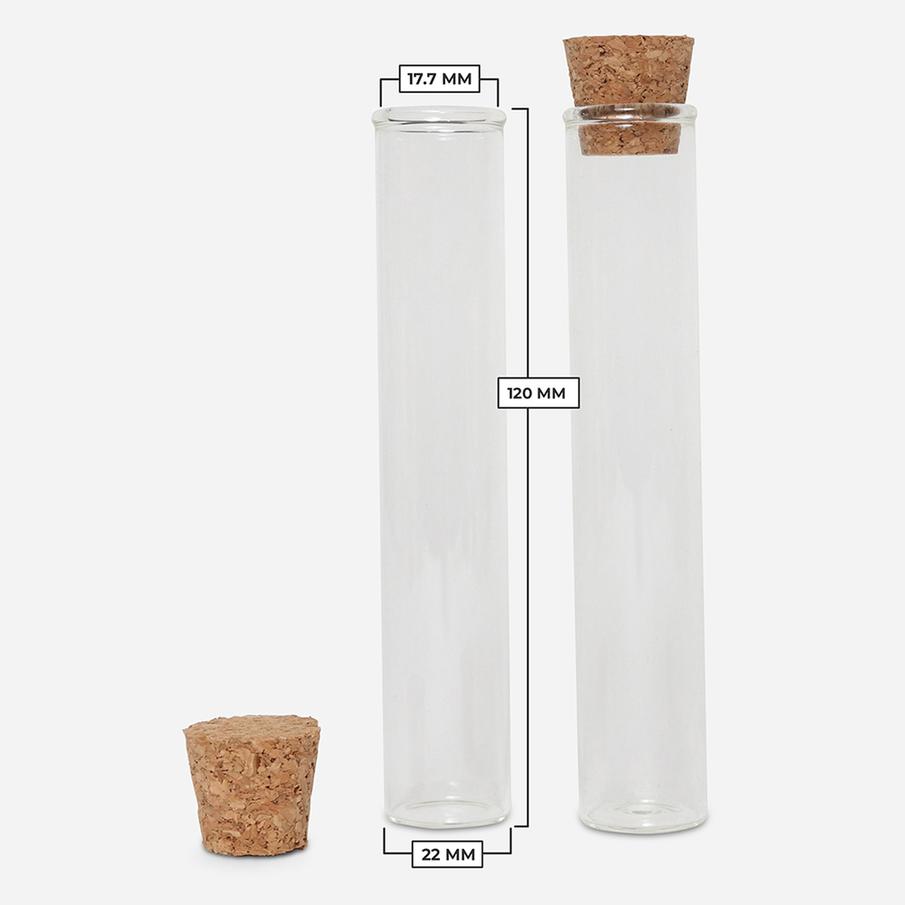 120mm Glass Pre-Roll Tubes with Cork - Wide Mouth – Dabs Glass
