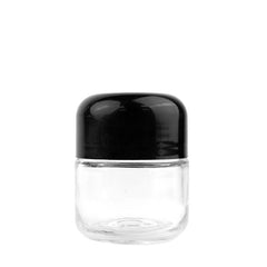 Child Resistant Clear Glass Dome Flint Jar with Black Lid (2oz. and 4oz.)