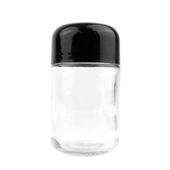 Child Resistant Clear Glass Dome Flint Jar with Black Lid (2oz. and 4oz.)